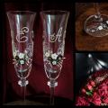 Свадебные бокалы своими руками, декор — фото примеров Оформление стаканов своими руками